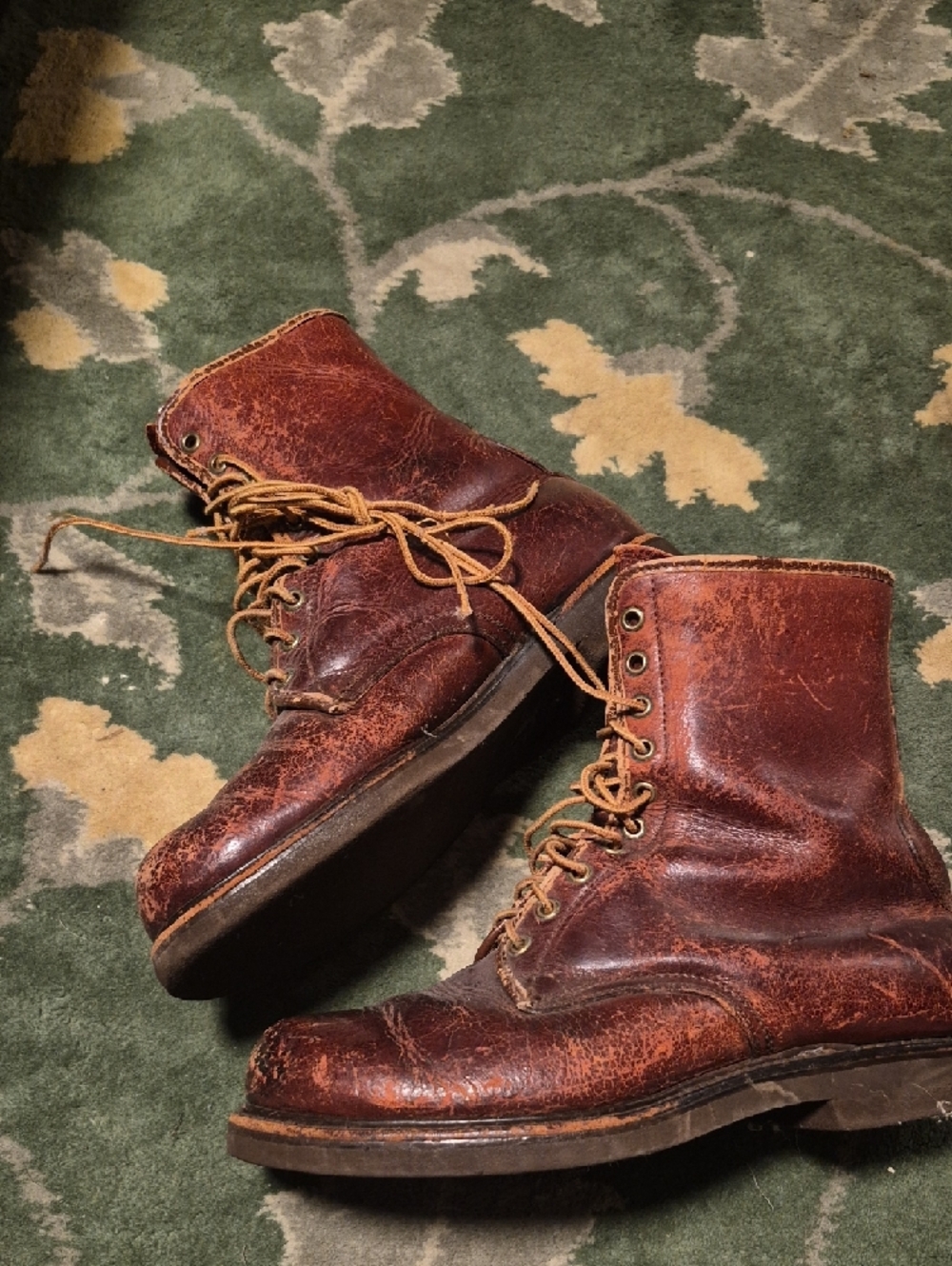 Men's Rustic Brown Leather Lace-Up Work Boots - Picture 7 of 12